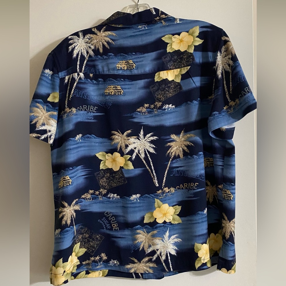Island winds Navy and Yellow Tropical Shirt - Picture 4 of 8